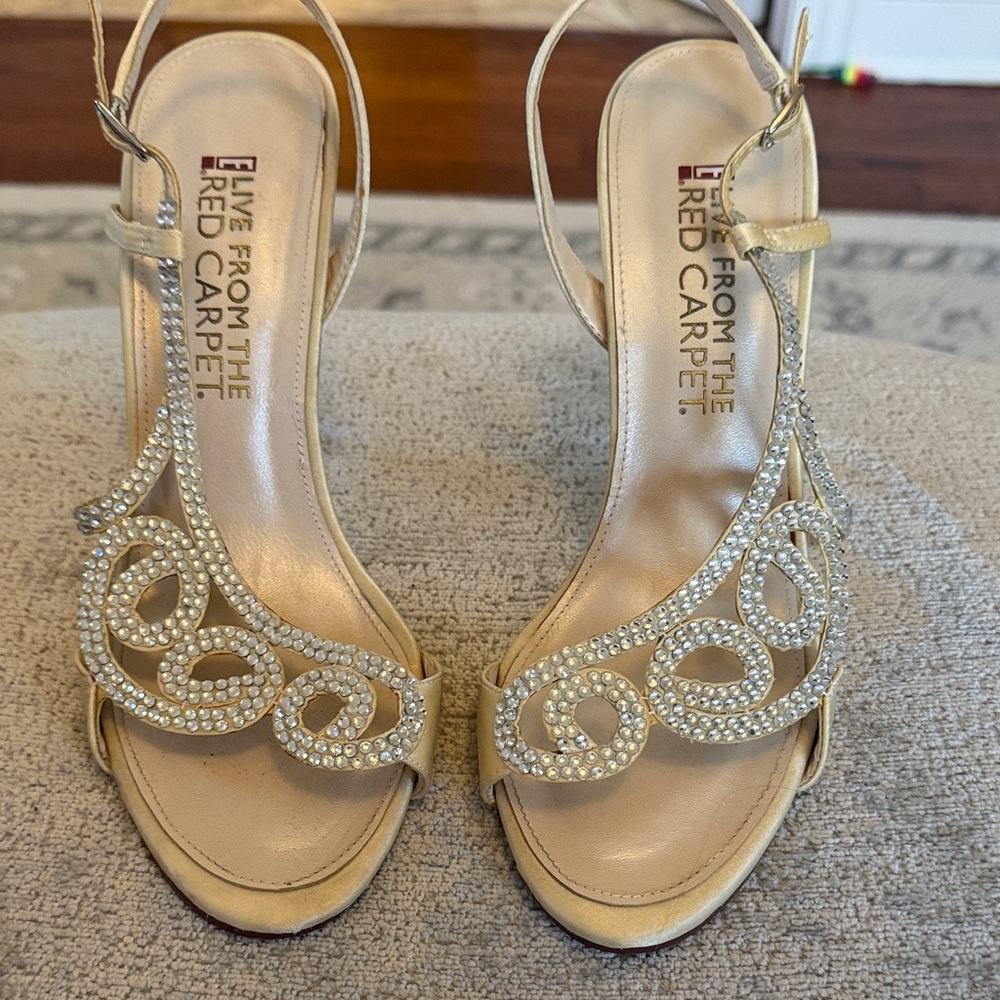 Gold Rhinestone Slingback Heels